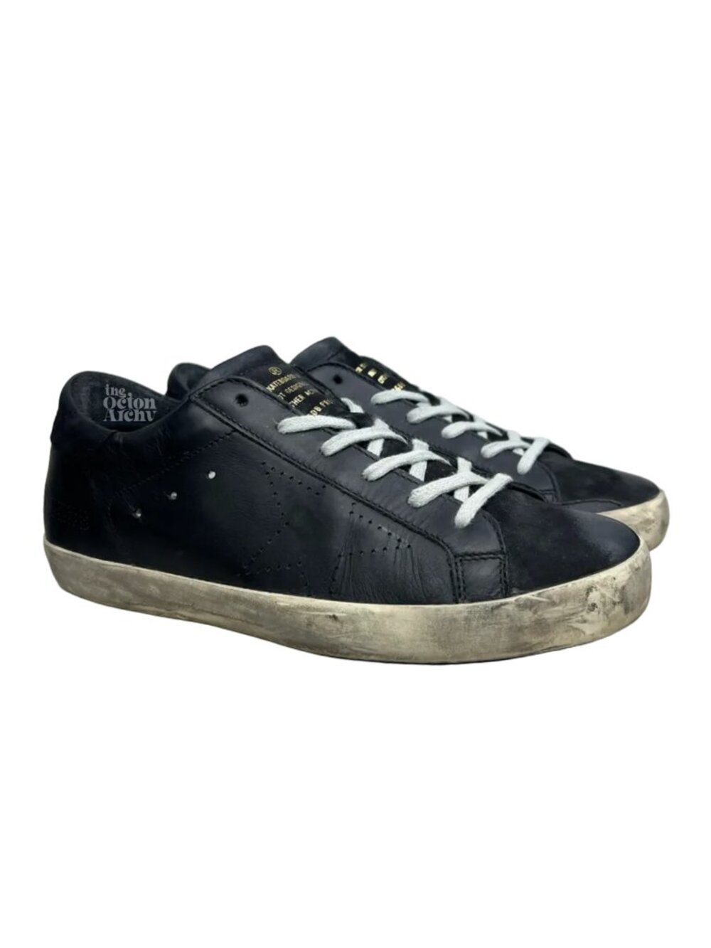 Size 39 Golden Goose Wmns Superstar 'Black/Perforated Star' GWF00105 Pre-Owned